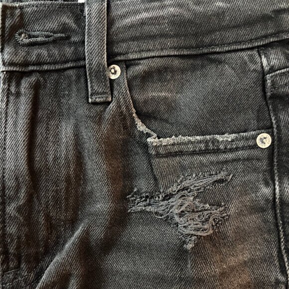American Eagle Super High-Rise Ankle Straight Jeans, Black Distressed - Picture 3 of 6